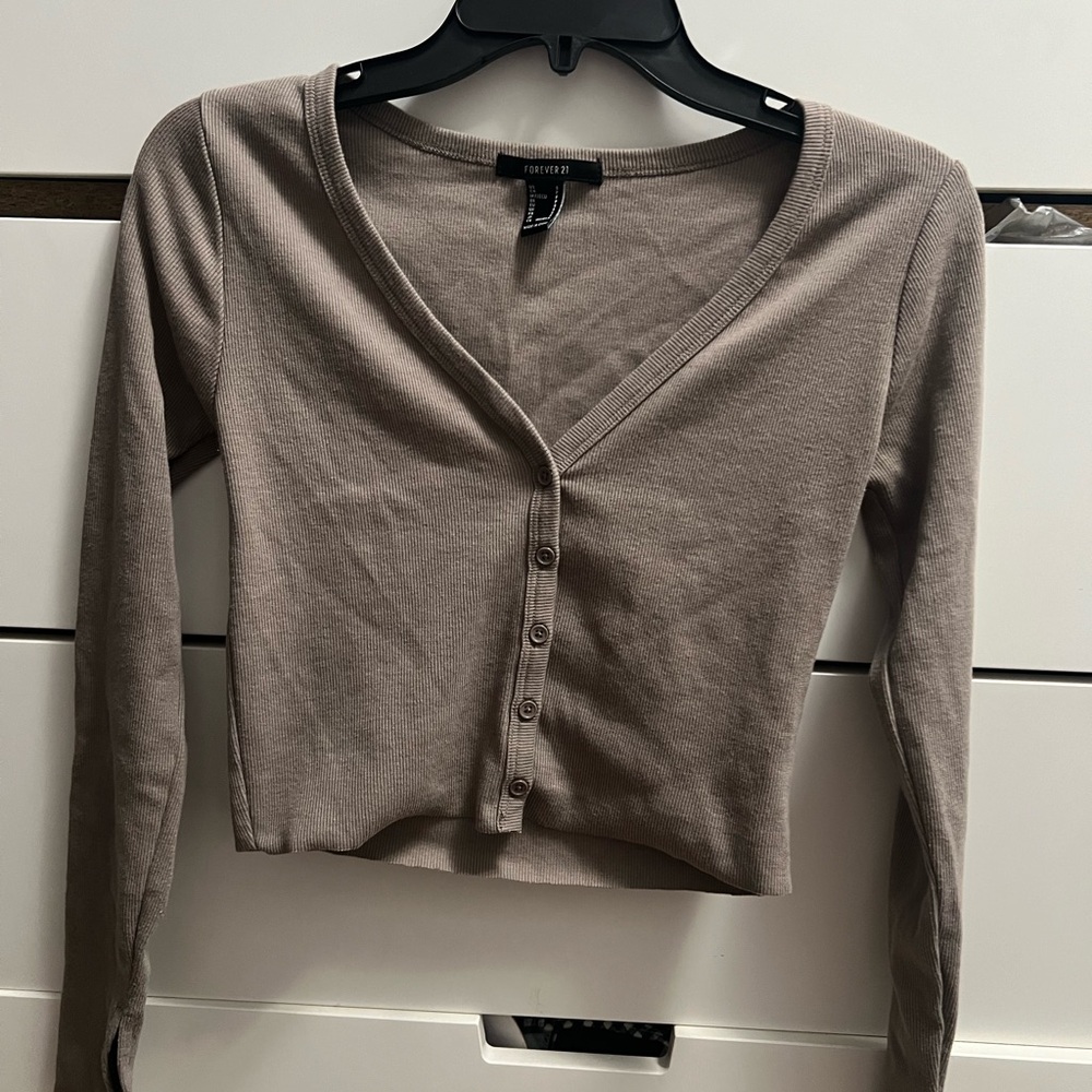 Forever 21 Taupe Button-Down Shirt